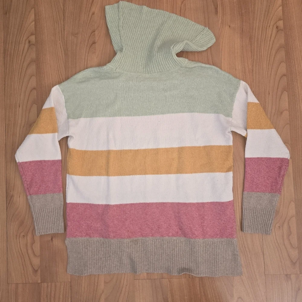 Knit Sweater Green White Crewneck Pullover Med- Large